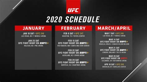 UFC Schedule 2021 .